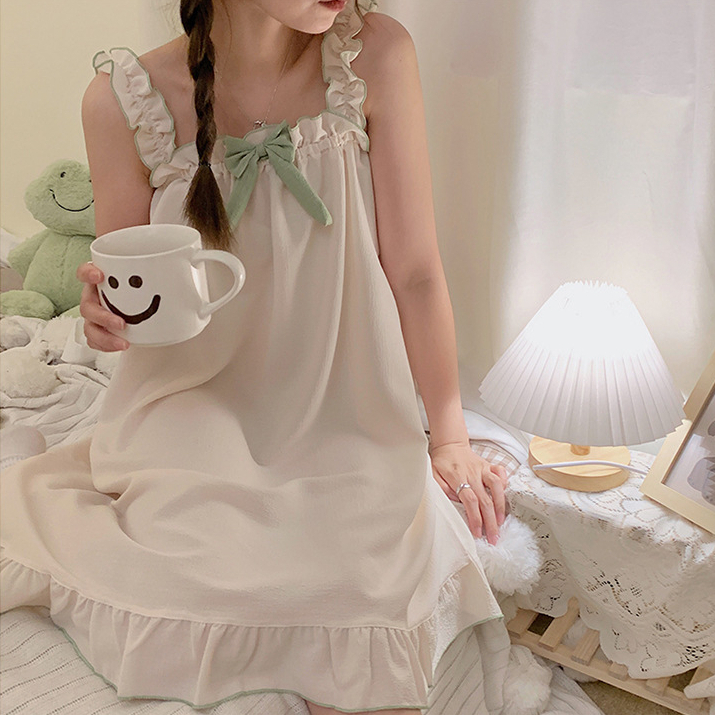 Váy Ngủ Nữ Hai Dây Bèo Xinh Xắn Hàng QC Cao Cấp Chất Mềm Mát, Thấm Hút Mồ Hôi [VN2303] | BigBuy360 - bigbuy360.vn