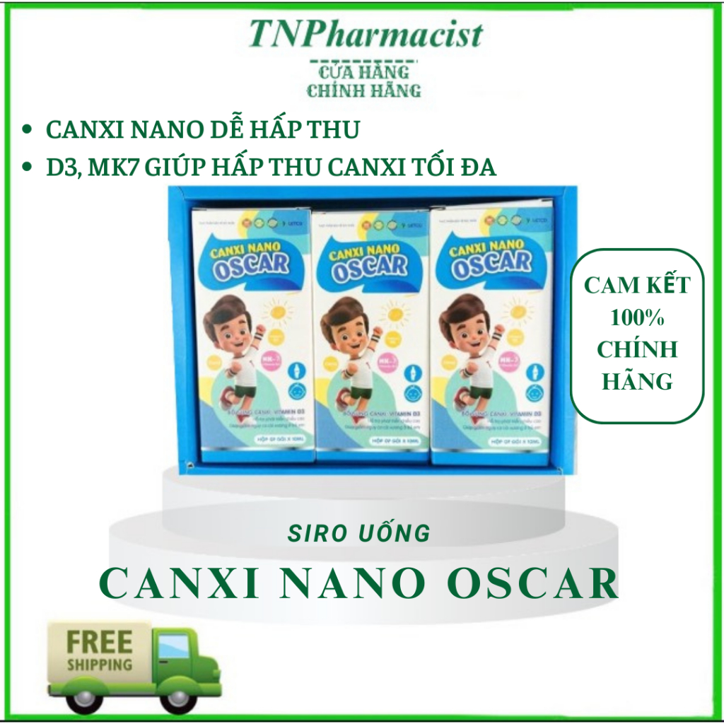 Canxi Nano Oscar dạng gói - Bổ sung canxi hữu cơ, vitamin D3 MK7 cho bé