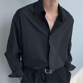 Áo sơ mi nam form rộng đẹp dài tay hàn quốc giấu cúc lụa mát trắng đen nâu be xanh đỏ MEMOTOP MM03