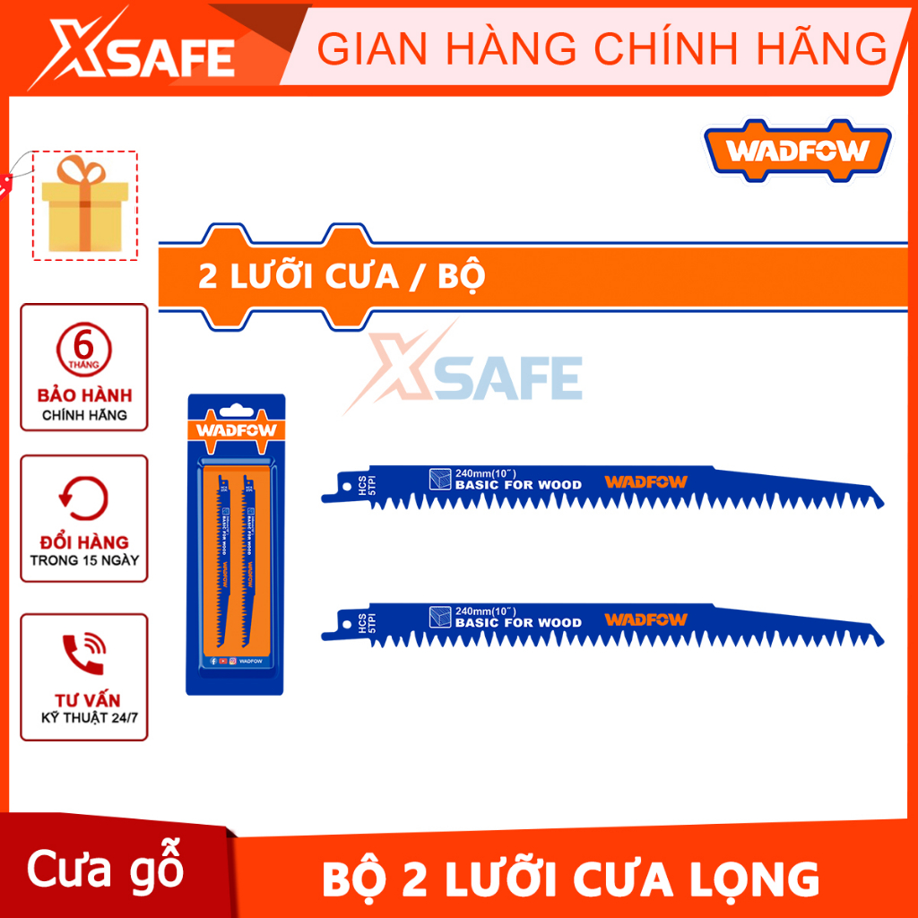 Bộ 2 lưỡi cưa kiếm (cưa gỗ) 240mm(9.5inch) Wadfow WJT1531L chính hãng