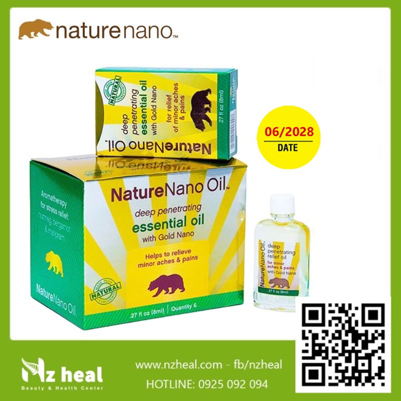 Dầu gió con gấu NATURE NANO OIL của Mỹ (hộp 3 chai/ 6 chai) - Date 06/2028