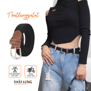 Thắt lưng nữ vuông vải đan co giãn Vintage thời trang cổ điển bản 2.3cm TL221 - Thắt Lưng Giá Tốt
