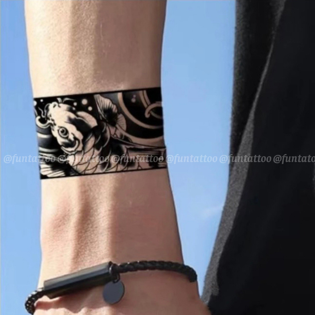 Bộ 2 Hình Xăm Băng Tay Tạm Thời Funtattoo Chống Nước Chống Cọ Xát Kéo Dài 7-15 Ngày