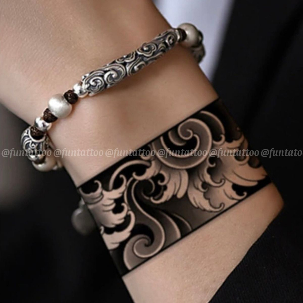 Bộ 2 Hình Xăm Băng Tay Tạm Thời Funtattoo Chống Nước Chống Cọ Xát Kéo Dài 7-15 Ngày