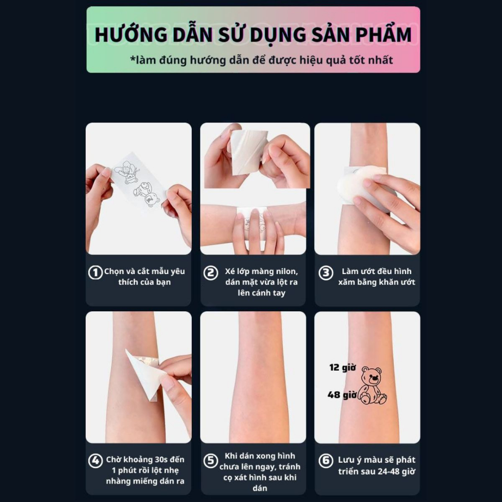 Bộ 2 Hình Xăm Băng Tay Tạm Thời Funtattoo Chống Nước Chống Cọ Xát Kéo Dài 7-15 Ngày