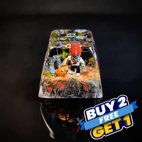 Chansawman keycap, anime keycap, nút bàn phím cơ nhân vật chansawman và chó pochita