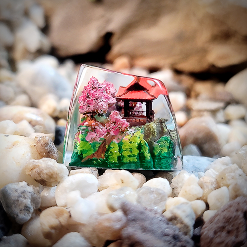 Keycap thuỷ đình, nút bàn phím cơ phong cảnh nhật bản, thuỷ đình keycap