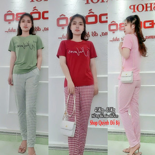 Đồ Bộ Nữ Mặc Nhà Anquachi Bigsize Đẹp Thun Cotton Nữ Mặc Ngủ Ở Nhà Dễ Thương Quần Dài Cute S132