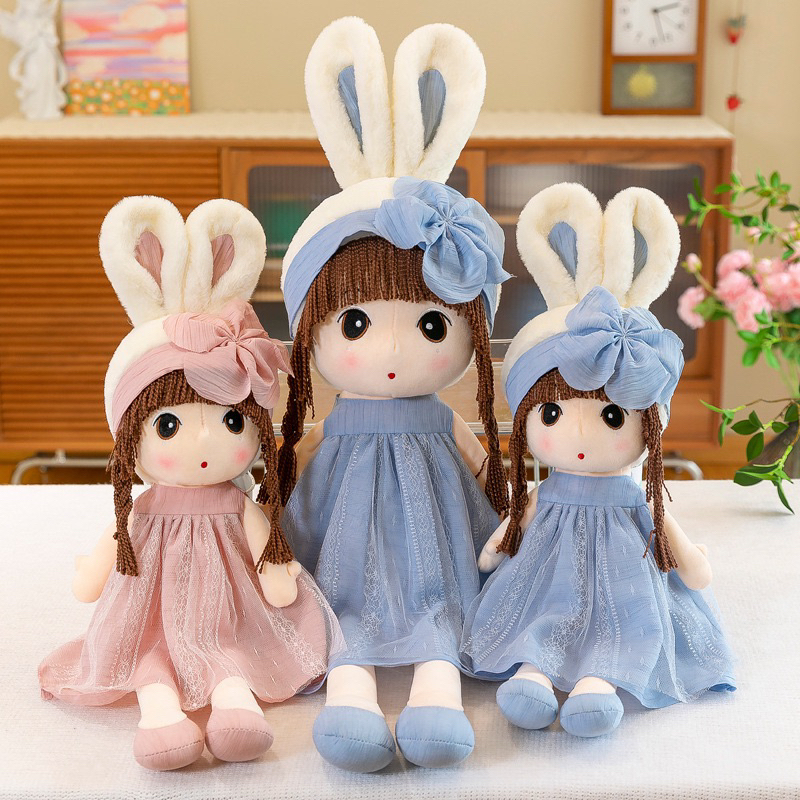 Gấu Bông Búp Bê Tai Thỏ Sang Trọng - Quà Tặng Cao Cấp Cho Bé Size 50cm