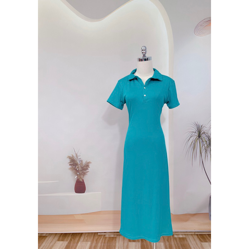 Váy polo thun tăm dáng suông