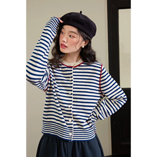  Áo cardigan len kẻ cover Kuose 