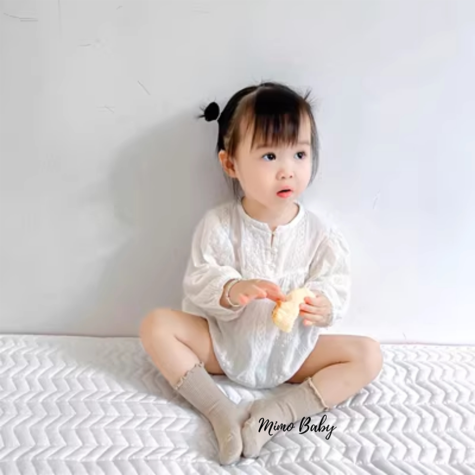 Tất vớ cổ bèo nhún màu trơn đáng yêu cho bé T46 Mimikids