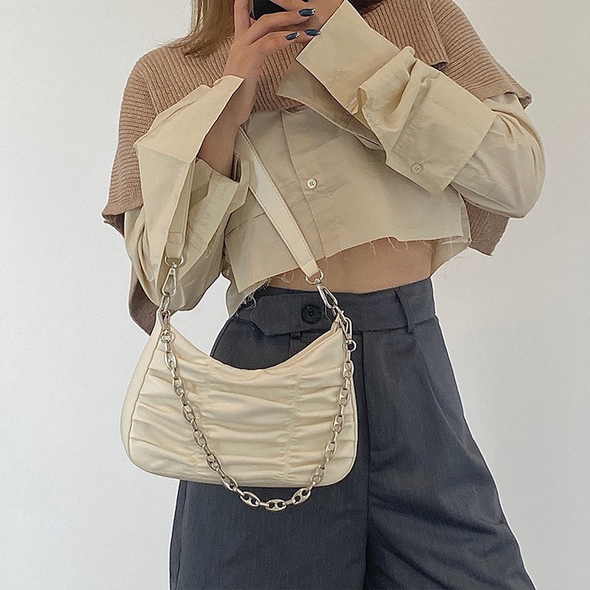 Túi kẹp nách, túi xách tay nữ da nhún mềm mịn cực trendy