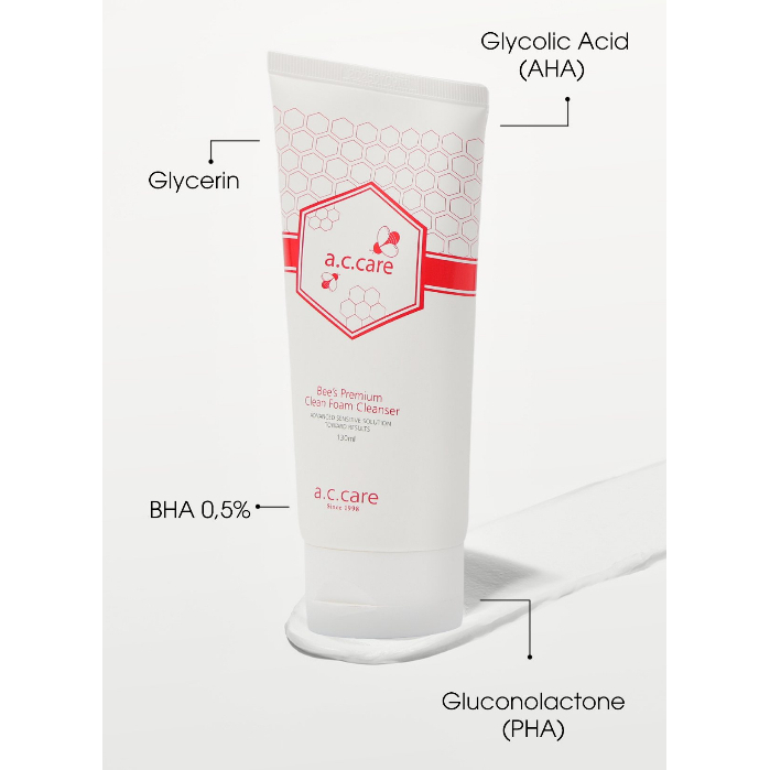 Cặp Sữa Rửa Mặt ngăn ngừa mụn từ nọc ong AC Care Bee's Premium Cleansing Foam 150ml
