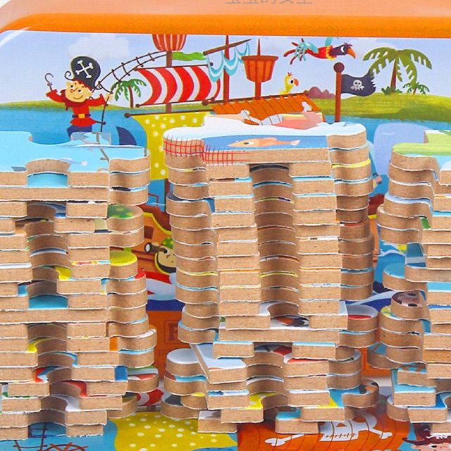 Combo 10 Hộp Ghép Hình Puzzle 60 Miếng Hộp Sắt Chủ Đề Ngẫu Nhiên