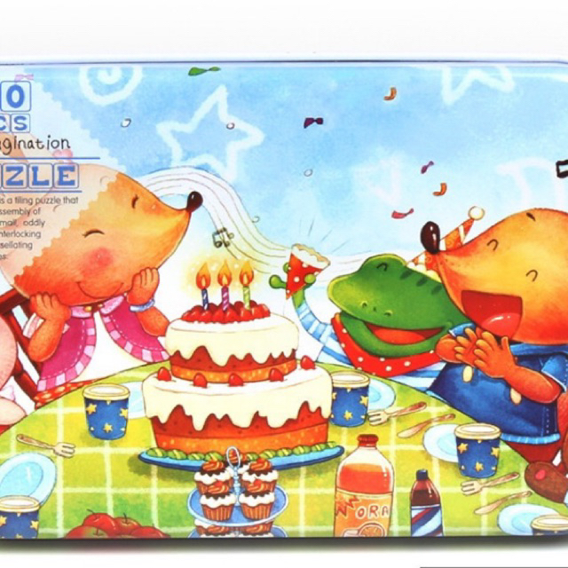 Combo 10 Hộp Ghép Hình Puzzle 60 Miếng Hộp Sắt Chủ Đề Ngẫu Nhiên