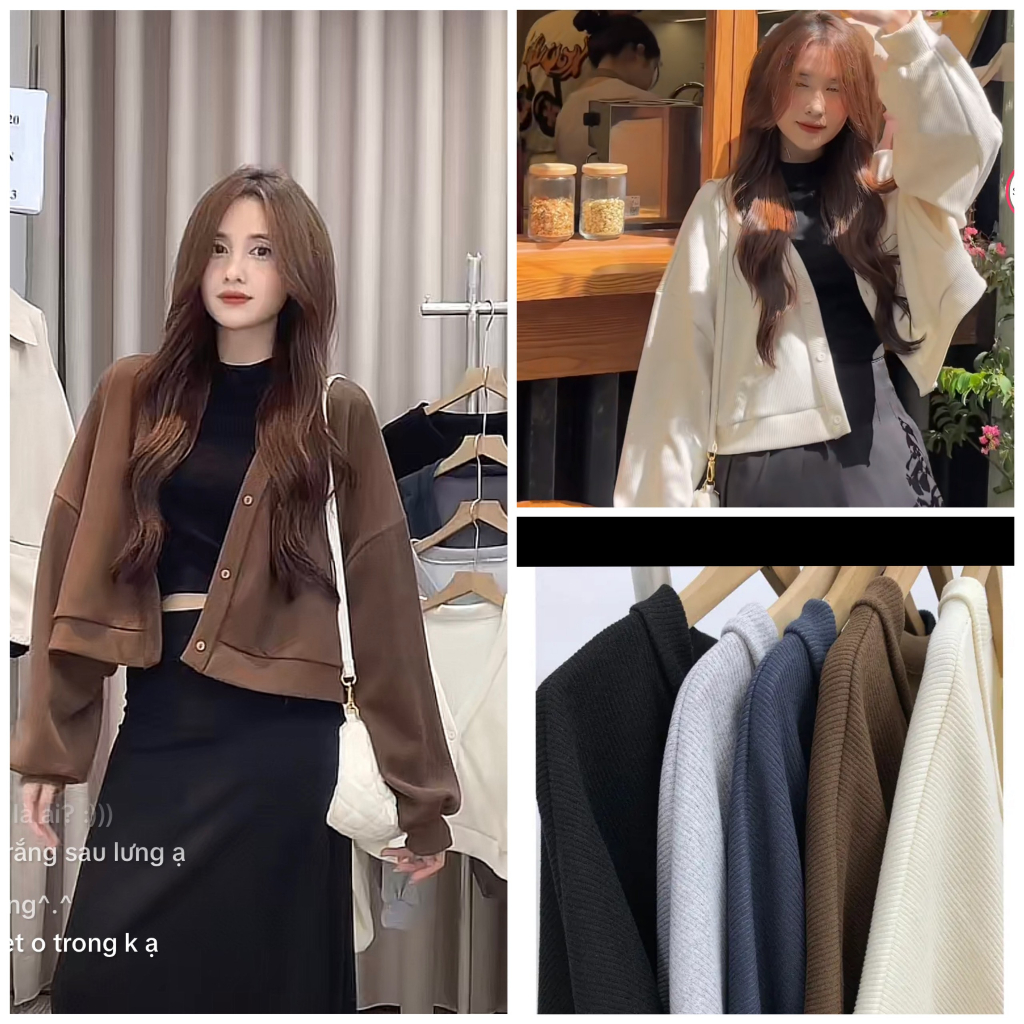 Áo khoác nữ cardigan croptop vải tăm co dãn, dáng nhẹ nhàng cho nữ freestyle - HAVU