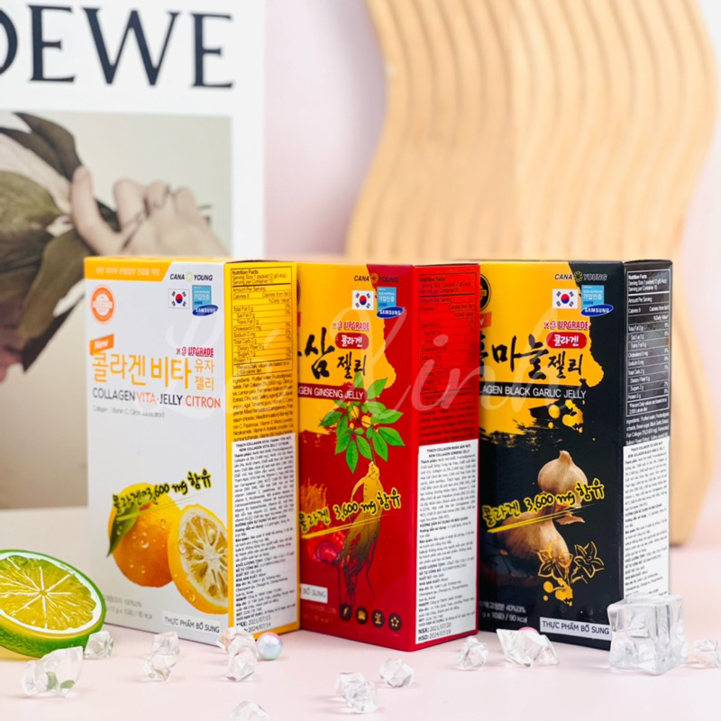 Thanch collagen Vitamin C - Nhân sâm - Tỏi đen hộp 10 gói x 12g