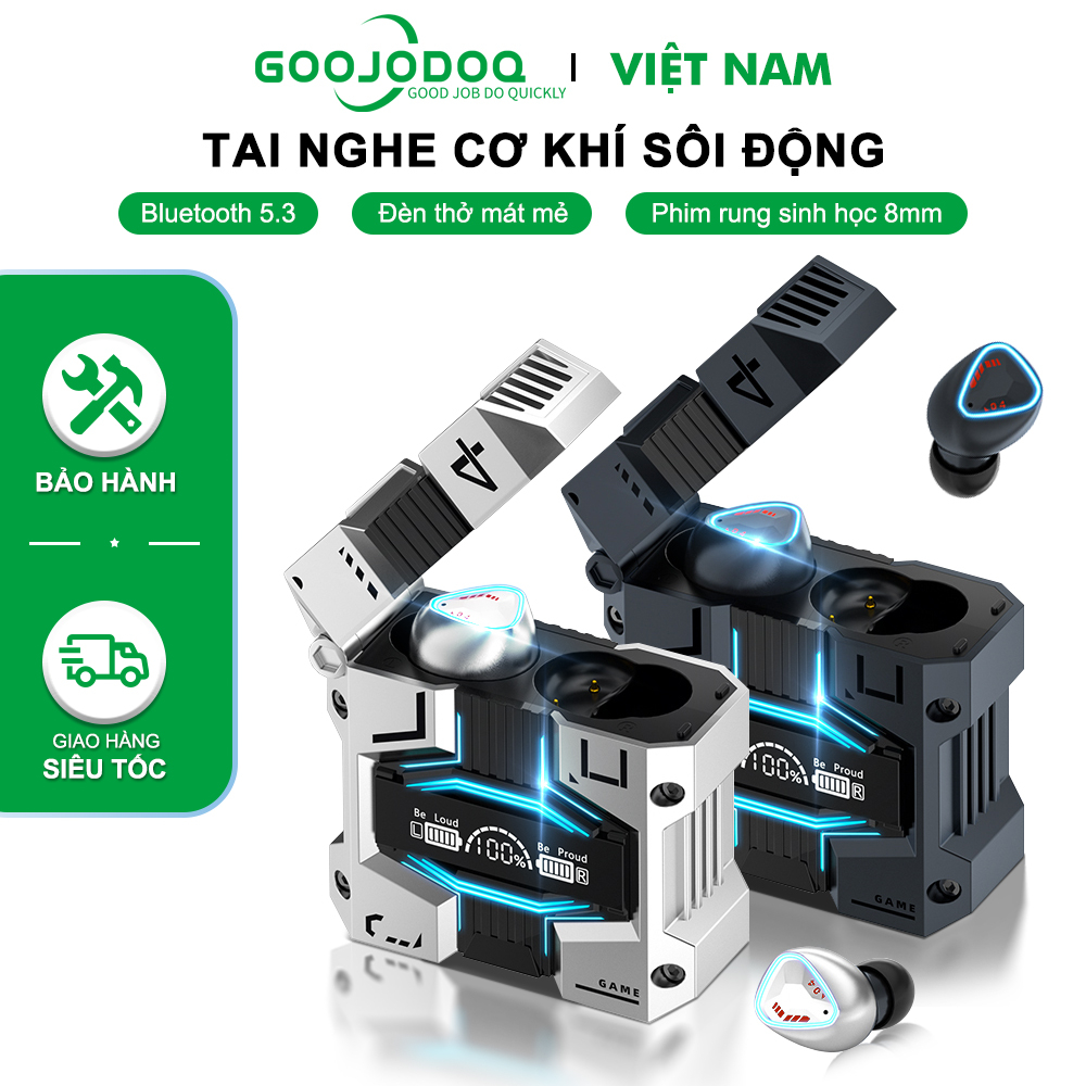 Tai nghe Bluetooth không dây GoojodoqTWS 5.3 Chống ồn Micro kép Màn hình kỹ thuật số chống nước có bảo hành