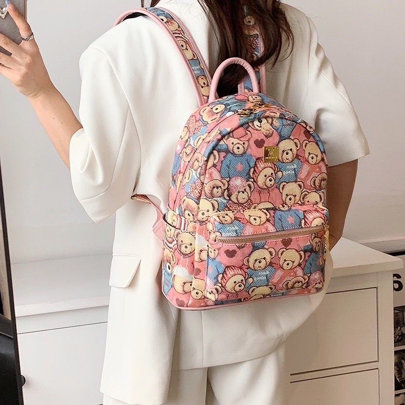 Balo gấu màu hồng size to 40cm để vừa sách vở hình ngộ nghĩnh dễ thương