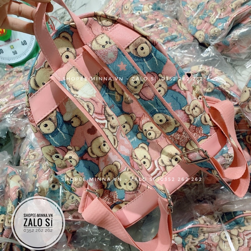 Balo gấu màu hồng size to 40cm để vừa sách vở hình ngộ nghĩnh dễ thương