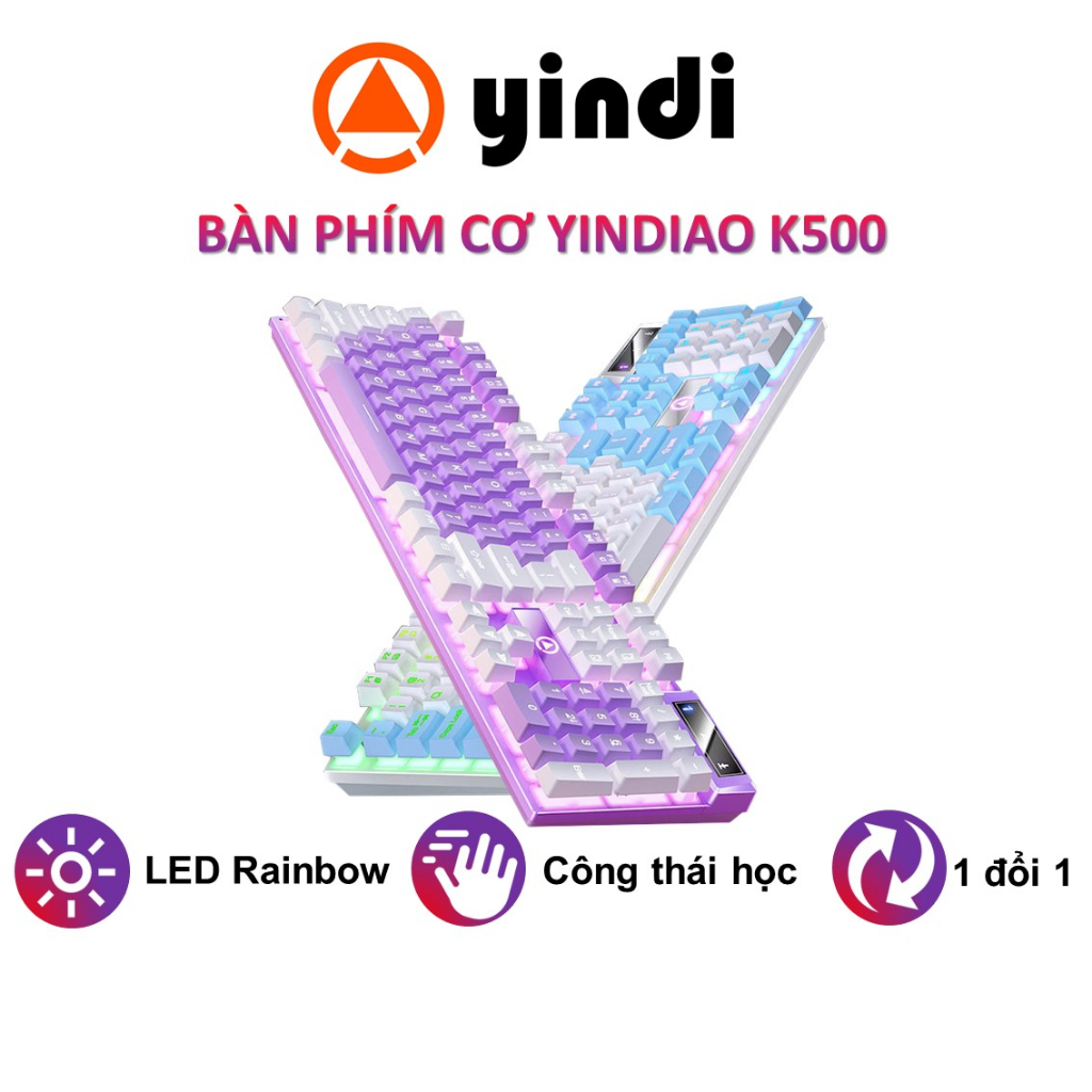 Bàn phím máy tính giả cơ YINDIAO K500 có dây gaming LED dành cho game thủ full 104 keys chống nước dùng PC