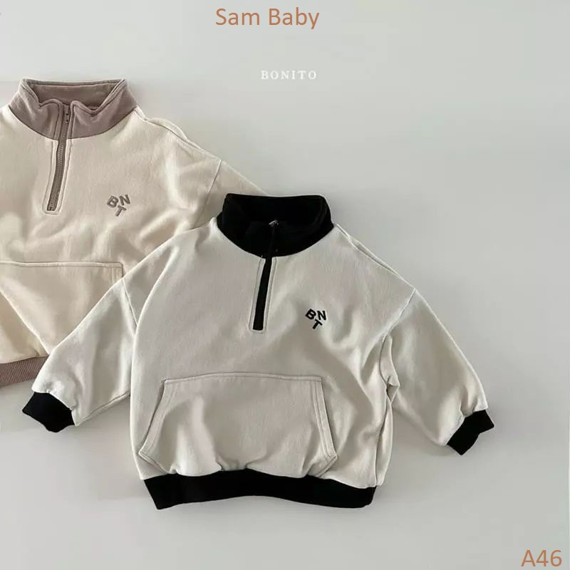 Áo nỉ BONITO cổ kéo khóa cho bé-Sam Baby-A46
