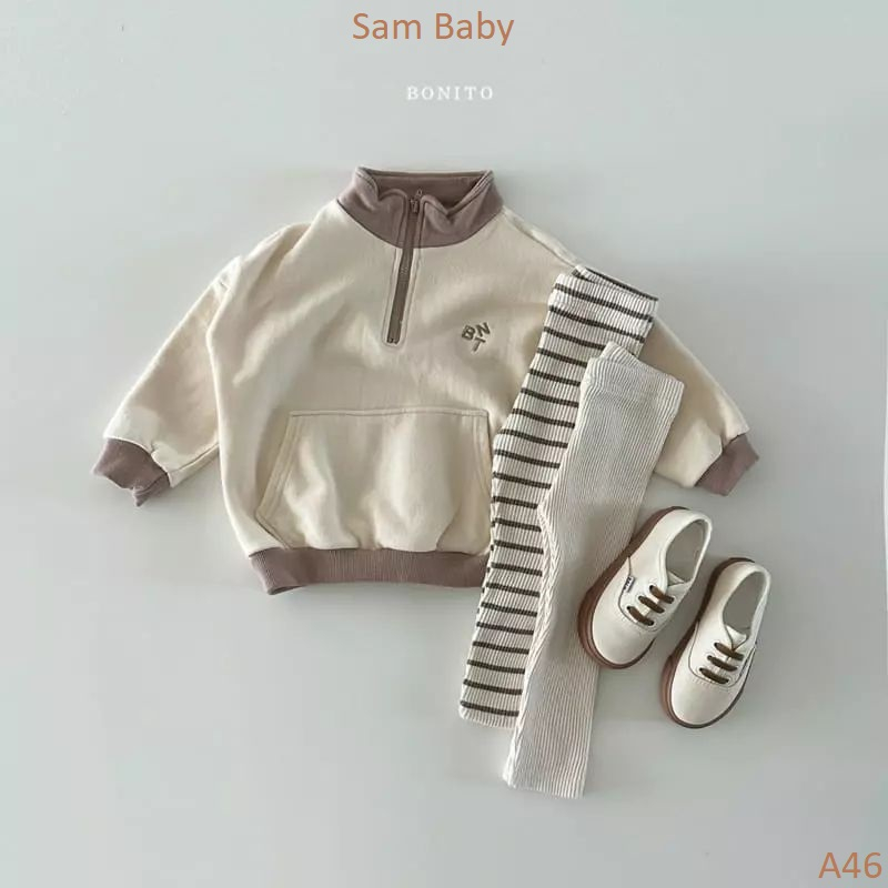 Áo nỉ BONITO cổ kéo khóa cho bé-Sam Baby-A46