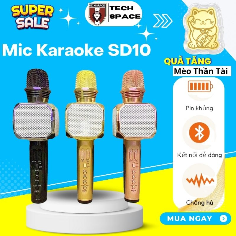 Micro karaoke Bluetooth D23 , D23 Pro Micro tôn giọng cực hay, Tròn chữ | BigBuy360 - bigbuy360.vn