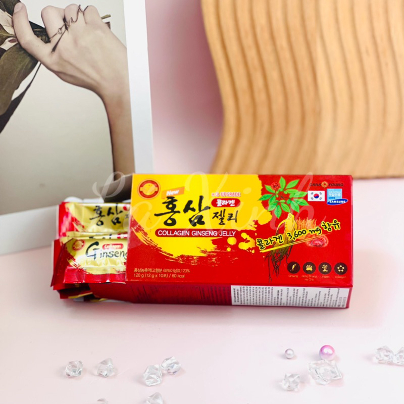 Thanch collagen Vitamin C - Nhân sâm - Tỏi đen hộp 10 gói x 12g