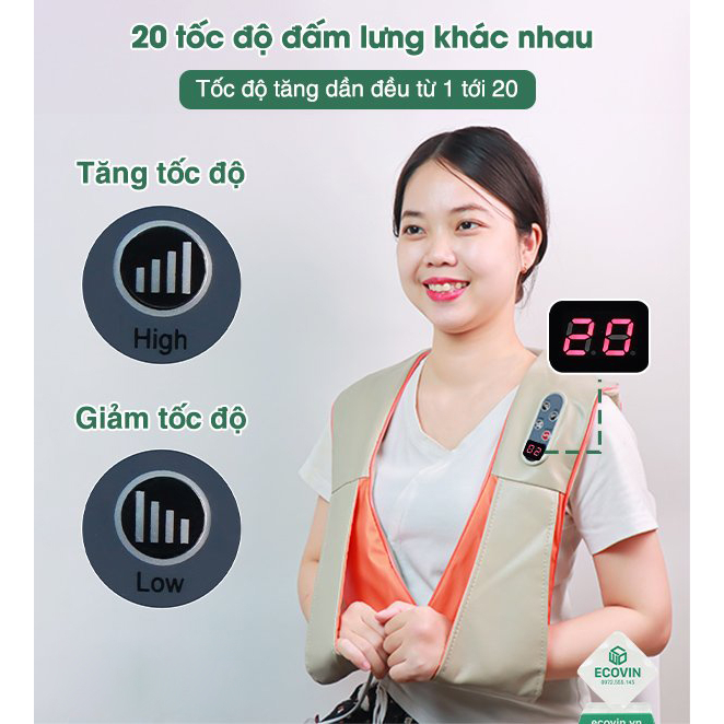 Máy Đấm Lưng BEAME BM-V27, Đai Massage Cổ Vai Gáy, Máy Massage Lưng Cổ Vai Gáy