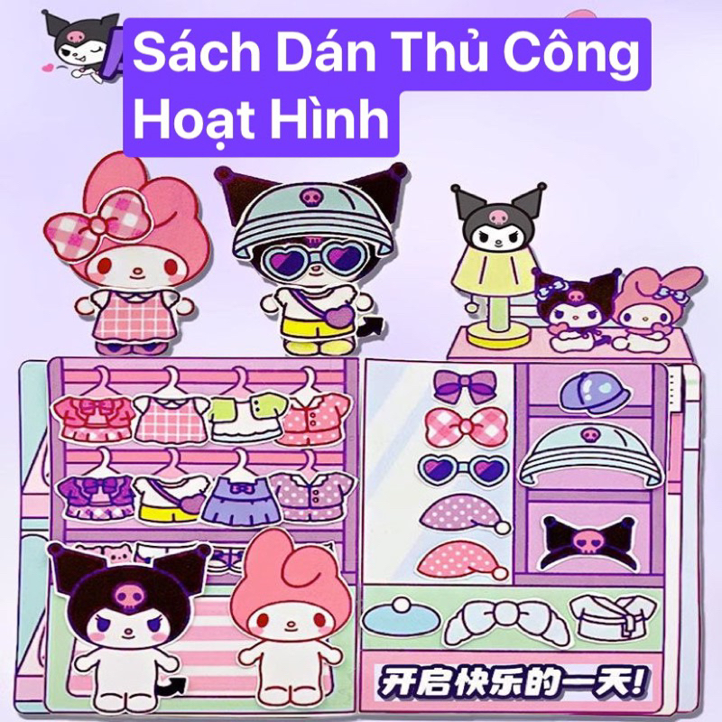 Combo 9 Chủ Đề Quiet Book, Busy Book DIY, Hình Dán Thủ Công Bận Rộn Cho Bé Rèn Luyện Khéo Léo Hình Dán Hoạt Hình Kuromi