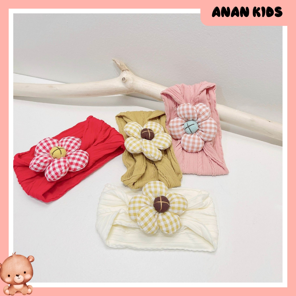 Băng Đô Thun Bản To Đính Hoa Phồng Siêu Cute, Xinh Xắn Cho Bé Gái