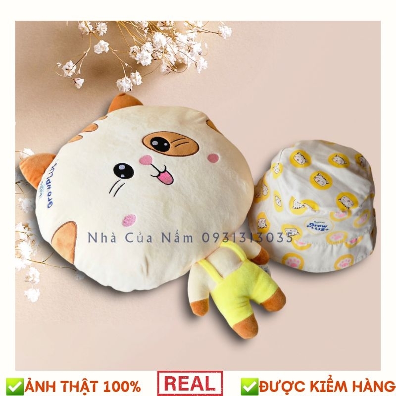 Combo nón 2 mặt kèm gối đi xe bình mèo cho bé