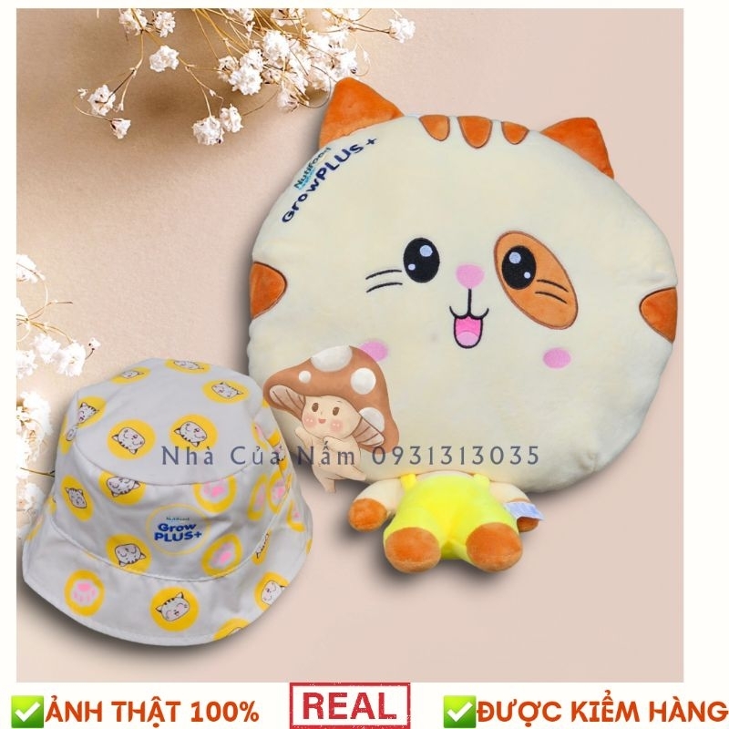 Combo nón 2 mặt kèm gối đi xe bình mèo cho bé