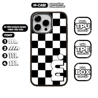Ốp lưng iphone chống sốc MCASE Caro Trắng in theo yêu cầu 1 ký tự dọc chính hãng full box