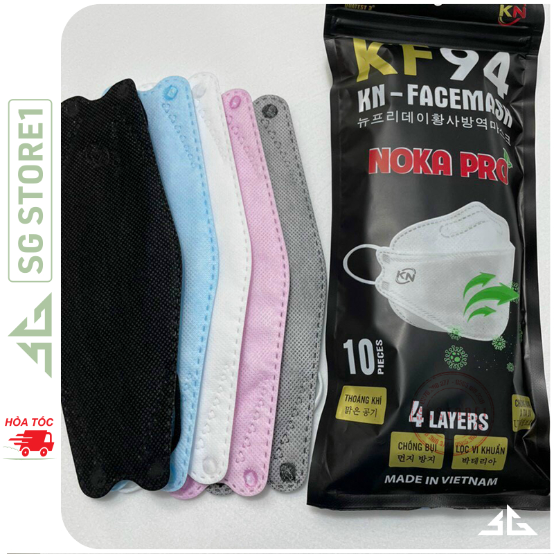 Khẩu trang 4 lớp KF94 chống bụi mịn và kháng khuẩn hàng cao cấp Noka Pro gói 10 cái | SGSTORE1