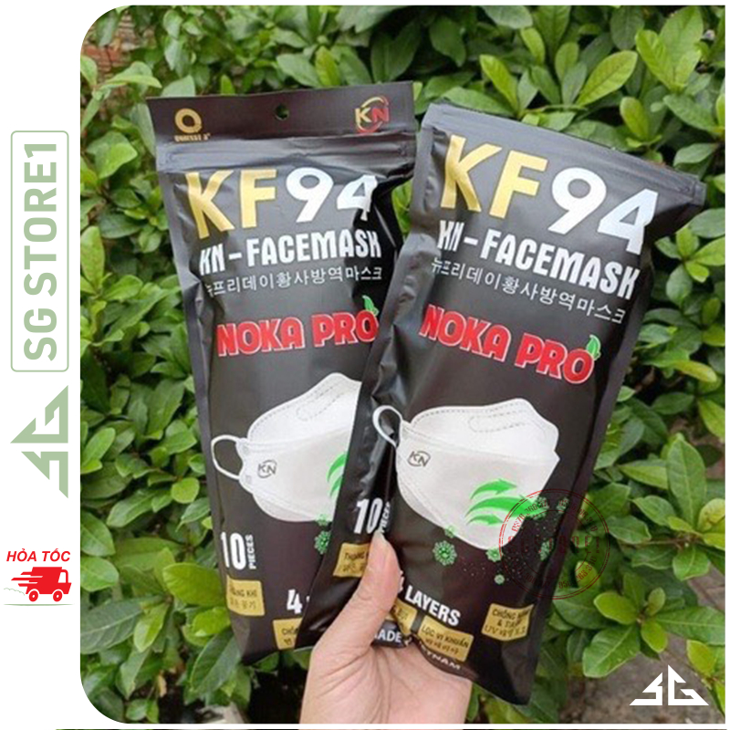 Khẩu trang 4 lớp KF94 chống bụi mịn và kháng khuẩn hàng cao cấp Noka Pro gói 10 cái | SGSTORE1