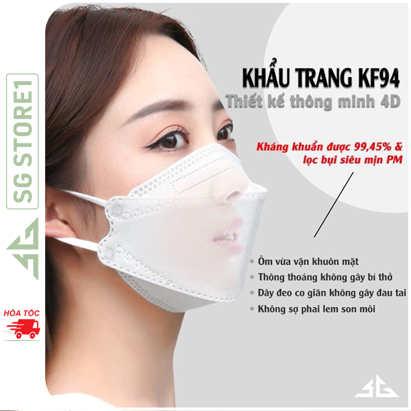 Khẩu trang 4 lớp KF94 chống bụi mịn và kháng khuẩn hàng cao cấp Noka Pro gói 10 cái | SGSTORE1