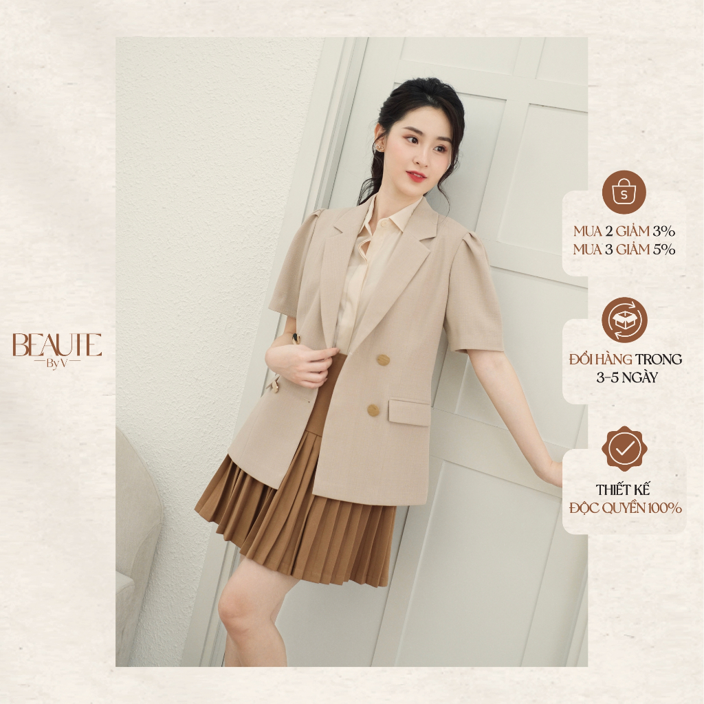 BEAUTEBYV - Áo blazer nữ tay xếp bồng Danlee