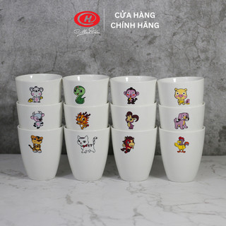 Cốc nước 12 con giáp sứ minh châu trắng trơn - cn0512cg