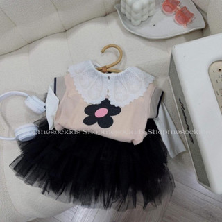 Váy bé gái,sét 3ct áo gile hoa - chân váy ren 10 đến 30kg v0192