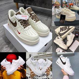 Giày sneaker AF1 trắng vạch nâu Hot trend nam nữ, Giày FORCE 1 trắng nâu dùng đi học,tập gym,chạy bộchiều cao  Nữ full b