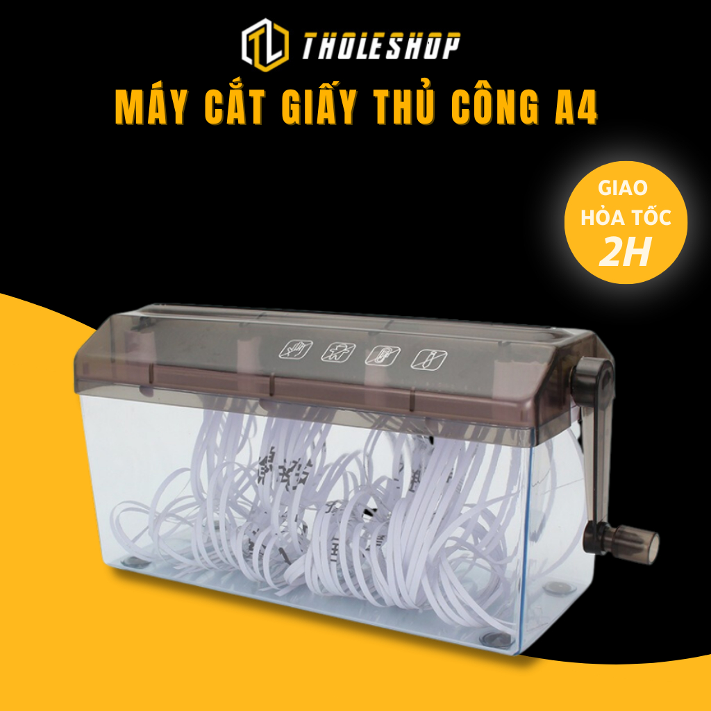 Máy cắt giấy huỷ tài liệu Shredder A4 thủ công cao cấp màu đen - Dụng cụ cắt giấy thành sợi 1007