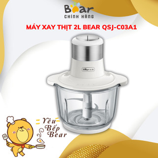 Máy xay thịt mini 2L Bear QSJ-C03A1 Cao Cấp, Máy xay thực phẩm tỏi ớt, chả cá, sinh tố đa năng, CS 300W, Bảo hành 18 th