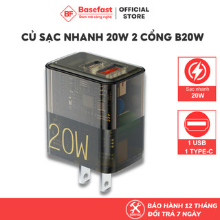 Củ sạc nhanh PD 20W Basefast cốc thiết kế trẻ trung siêu bền chống cháy nổ cho iP12 11 13 14promax.