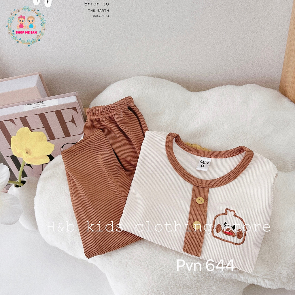 Bộ Thu Đông Bé Gái, Bộ Thu Đông Bé Trai Chất Liệu Tăm Lạnh Loại 1 Mềm Đẹp Cùng Hình Thêu, Kiểu Dáng Dễ Thương