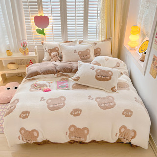 Bộ Chăn Ga Gối Nỉ Nhung 5D, Ga gối Nỉ Nhung Tuyết Sữa Các Mẫu Đẹp