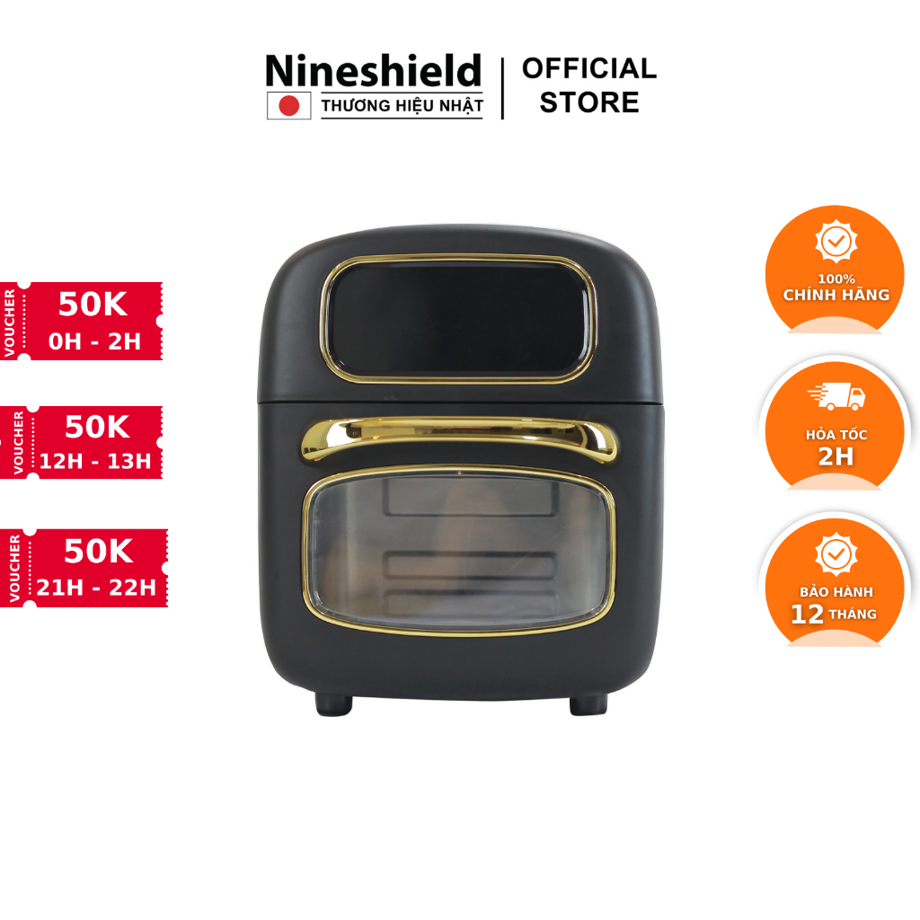 Nồi chiên không dầu Nineshield KB-7001M điện tử dung tích 10L - Nồi chiên đa năng an toàn cho sức khoẻ - Hàng chính hãng