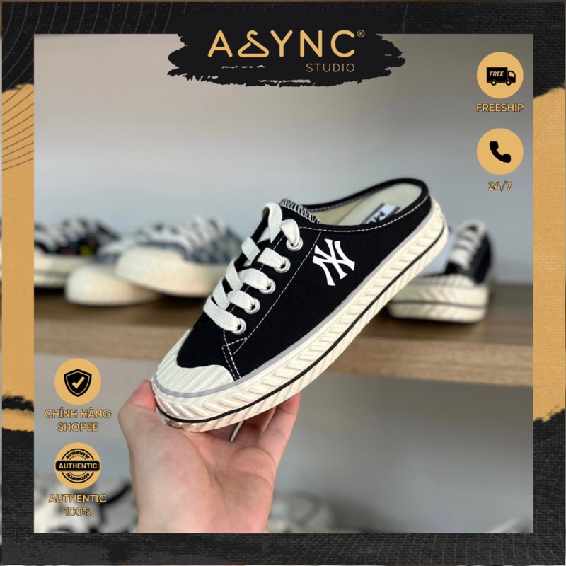 Giày sục MLB Mule đạp gót màu đen nâu denim xanh dễ mang, giá tốt | CODE: 3AMUUA11N